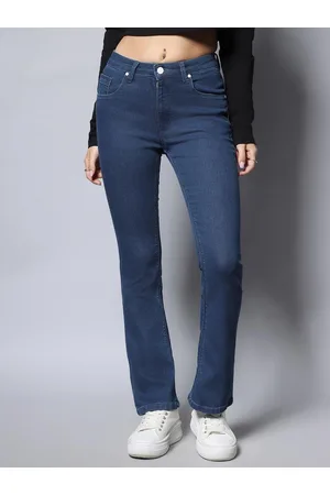 High Star Women Blue Bootcut High-Rise Clean Look Stretchable Jeans