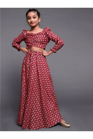 AKS Girls Printed Ready To Wear Lehenga & Choli