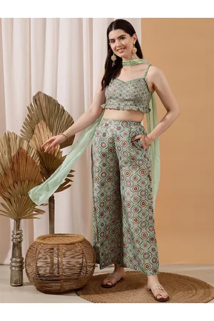 indo street Printed Crop Top & Palazzo