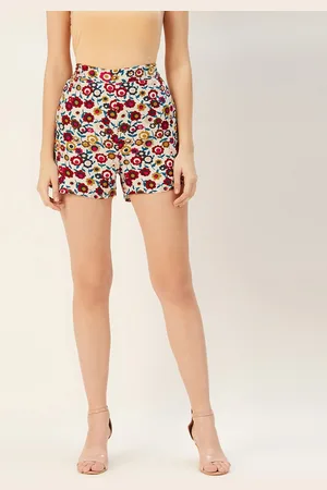 Sera Women Floral Printed Mid-Rise Regular Shorts