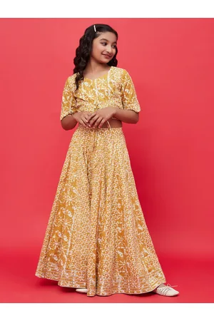 AKS Girls Printed Ready To Wear Lehenga & Choli