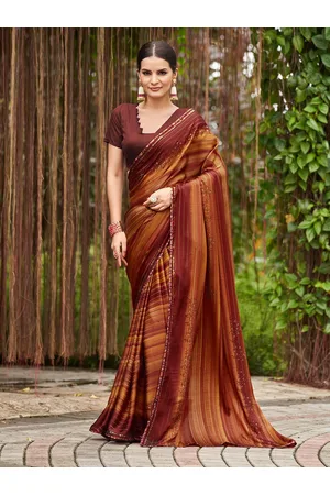 Mitera Striped Zari Pure Chiffon Saree