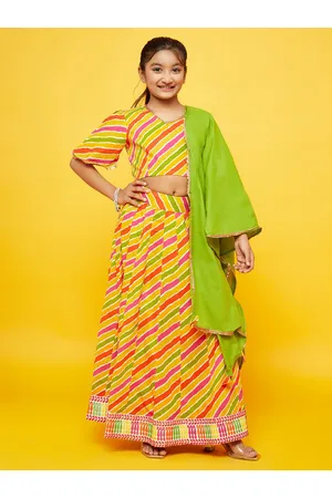 AKS Girls Printed Ready To Wear Lehenga & Blouse With Dupatta
