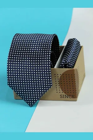 Tossido Men Geometric Woven Design Tie And Pocket Square Accessory Gift Set