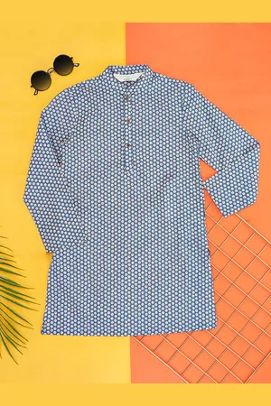Pantaloons Boys Geometric Printed Mandarin Collar Cotton Straight Kurta