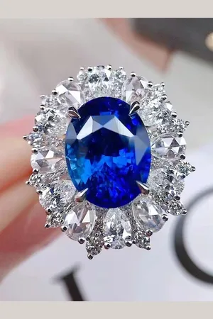 Designs & You Silver Plated American Diamond Studded Crushed Ice Cut Oval Finger Ring