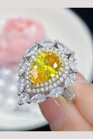 Designs & You Silver Plated American Diamond Crushed Ice Cut Finger Ring