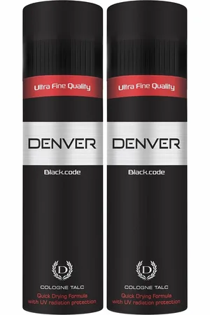 Denver Set of 2 Black.Code Cologne Talc with UV Radiation Protection - 300 g Each