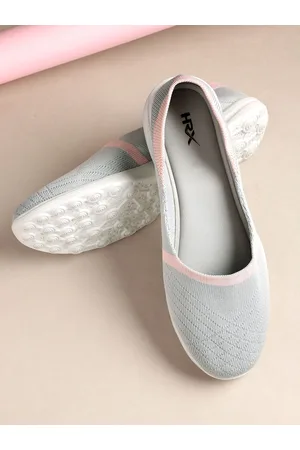 HRX Women Grey Woven Design Soft Walk Ballerina Shoes