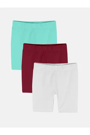 KiddoPanti Pack Of 3 Girls Mid-Rise Sports Shorts