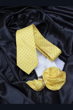 KOVOVE Men Yellow Refreshing Polka Dot Accessory Gift Set