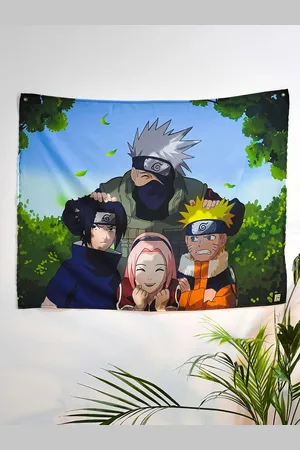 COMICSENSE Green & Blue Naruto Anime Printed Satin Tapestry
