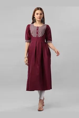 Kinjo Geometric Yoke Design Patchwork Embroidered Pure Cotton Anarkali Kurta
