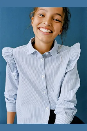 MANGO Girls Pure Cotton Opaque Striped Casual Shirt