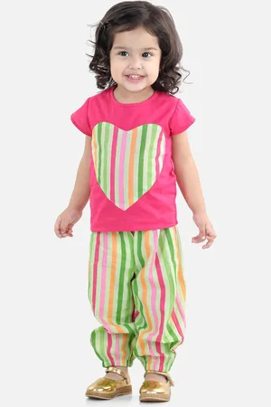 BownBee Girls Printed Top with Dhoti Pants