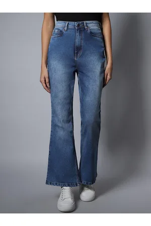 High Star Women Blue Stretch Flare Fit Jeans