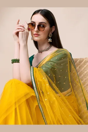Sangria Women Zari Sequines Embroidered Saree with Blouse Piece