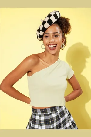 Moda Rapido One Shoulder Ribbed Crop Top