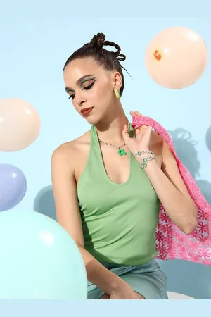 Moda Rapido Green Halter Neck Top