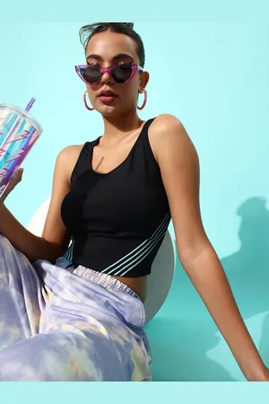 DressBerry Black Vertical Stripes Bra Top & Vest