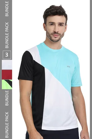 ftx Pack Of 3 Colourblocked Round Neck Regular Fit Dry Fit Sports T-shirt