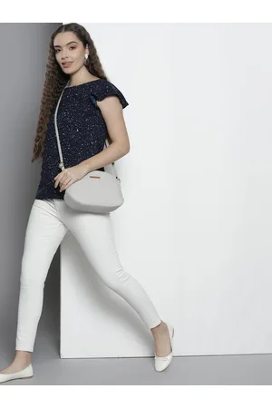 Nautica Navy Blue & White Printed Regular Top