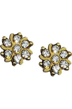 Comet Busters Gold-Plated Stone Studded Floral Studs Earrings