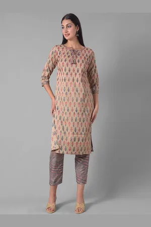 Dollar Missy Paisley Printed Tie-Up Neck Straight Kurta with Trousers