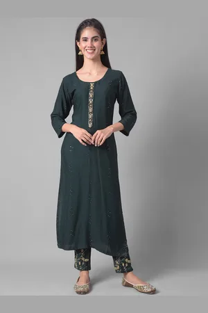 Dollar Missy Floral Embroidered Regular Beads & Stones Kurta with Trousers