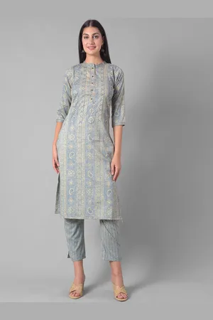Dollar Missy Paisley Printed Mandarin Collar Gotta Patti Straight Kurta with Trousers