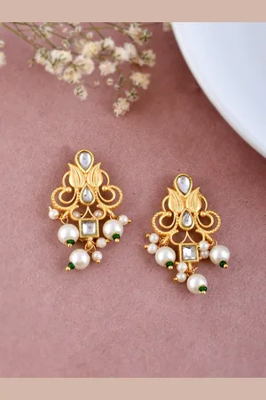 Silvermerc Designs Gold-Toned Pearls Contemporary Drop Earrings