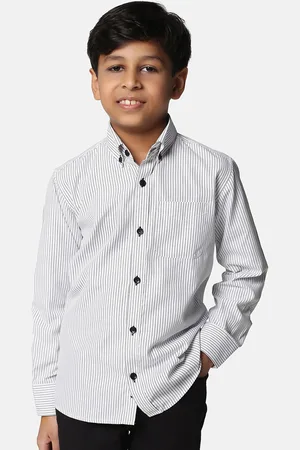 Tahvo Boys Button-Down Collar Slim Fit Opaque Striped Cotton Casual Shirt