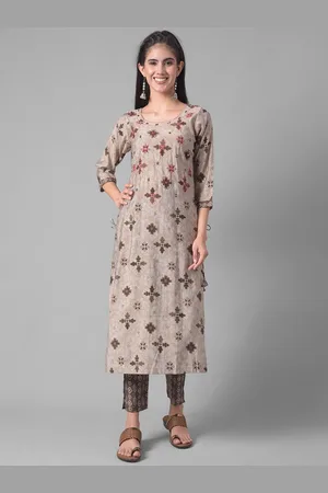 Dollar Missy Floral Printed Thread Work Straight Kurta With Trouser