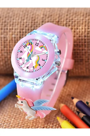 Shocknshop Kids Cartoon Printed LED Backlight Digital Multi Function Watch 327 Light Pink