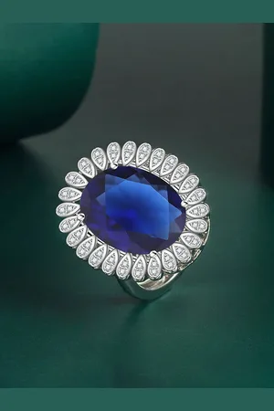 Designs & You Silver Plated Ice Cut AD Studded Finger Ring