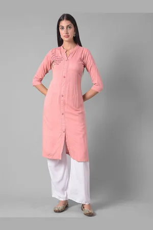 Dollar Missy Floral Embroidered Mandarin Collar Straight Kurta