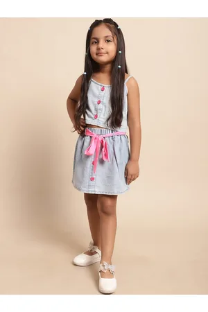 Superminis Girls Pure Cotton Denim Top with Skirt