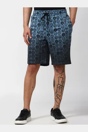 Forever 21 Men Blue Typography Printed Knee Length Shorts