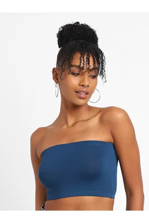 Forever 21 Blue Strapless Tube Crop Top