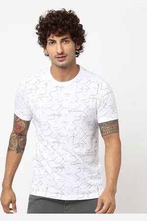Blue Buddha Geometric Printed Round Neck Cotton T-shirt