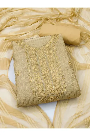 MANVAA Ethnic Motifs Embroidered Sequinned Pure Cotton Unstitched Dress Material