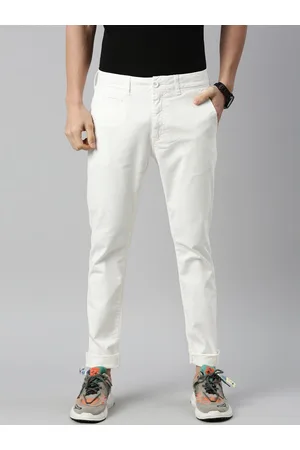 Buy Blackberrys White Cotton Skinny Fit Trousers for Mens Online @ Tata CLiQ