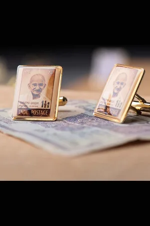 The Tie Hub Gandhiji Printed Stamp Style Cufflink