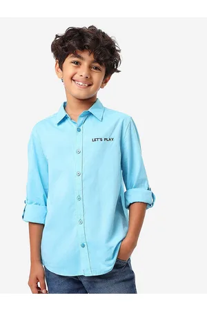 BONKIDS Boys Spread Collar Casual Cotton Shirt