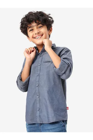 BONKIDS Boys Spread Collar Casual Cotton Shirt