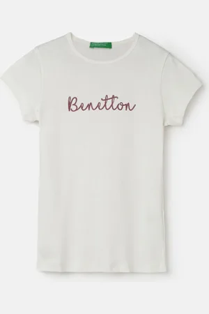 Benetton Girls Typography Printed Cotton T-Shirt