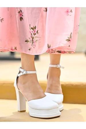 Shoetopia Square Toe Platform Pumps With Ankle Loop