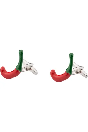 The Tie Hub Men Red Rhodium-Plated Quirky Cufflinks