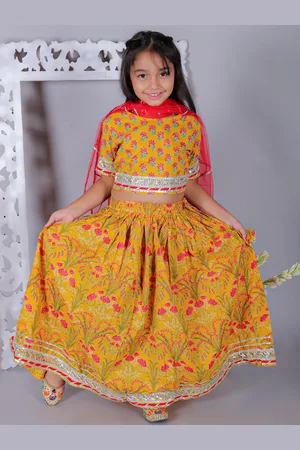 Ka-mee Girls Ethnic Motifs Printed Ready to Wear Lehenga & Blouse With Dupatta