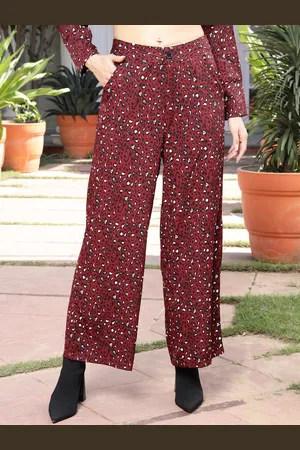 Sera Women Animal Printed Relaxed Straight Leg Parallel Trousers